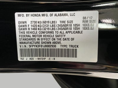 2018 Honda Ridgeline Black Edition AWD