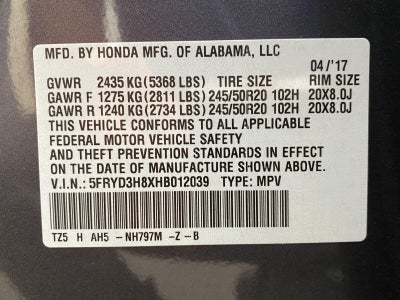 2017 Acura MDX FWD w/Advance Pkg