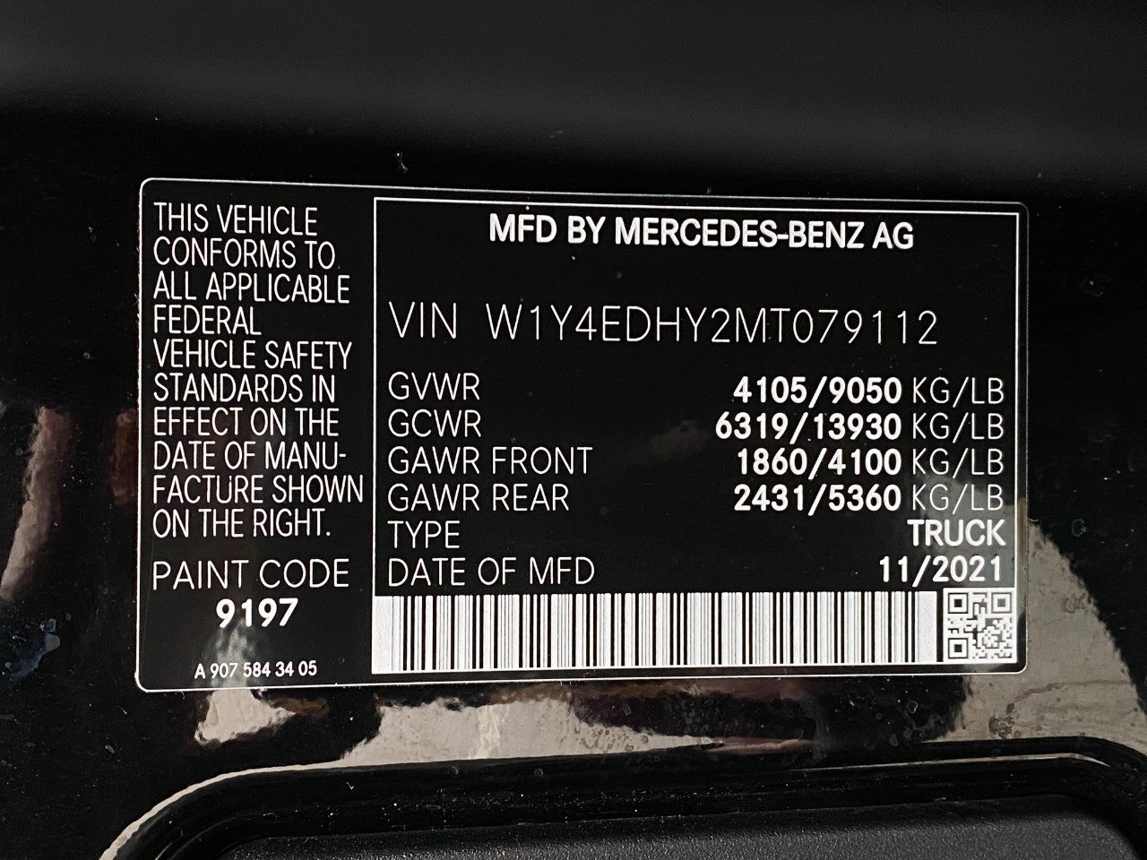 2021 Mercedes-Benz Sprinter Cargo Van 2500 High Roof V6 170 Extended RWD