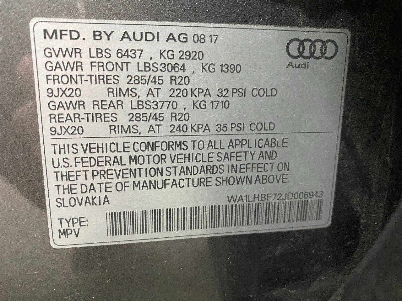 2018 Audi Q7 2.0 TFSI Premium Plus