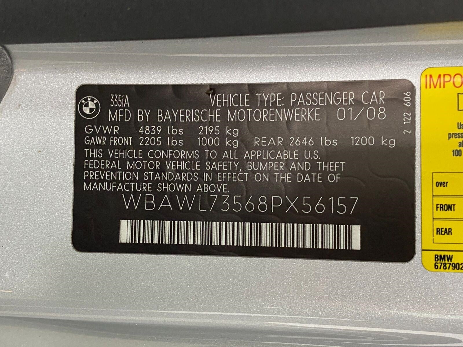 2008 BMW 3 Series 2dr Conv 335i